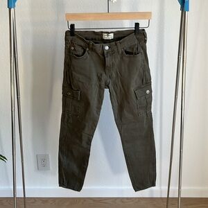 "For All Mankind" Green Cargo Denim Pants – Size 25, Stretchy & Stylish